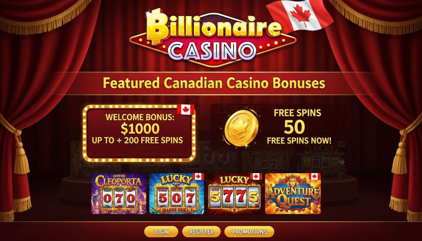  A display of Canada-localized casino bonuses and top games. 