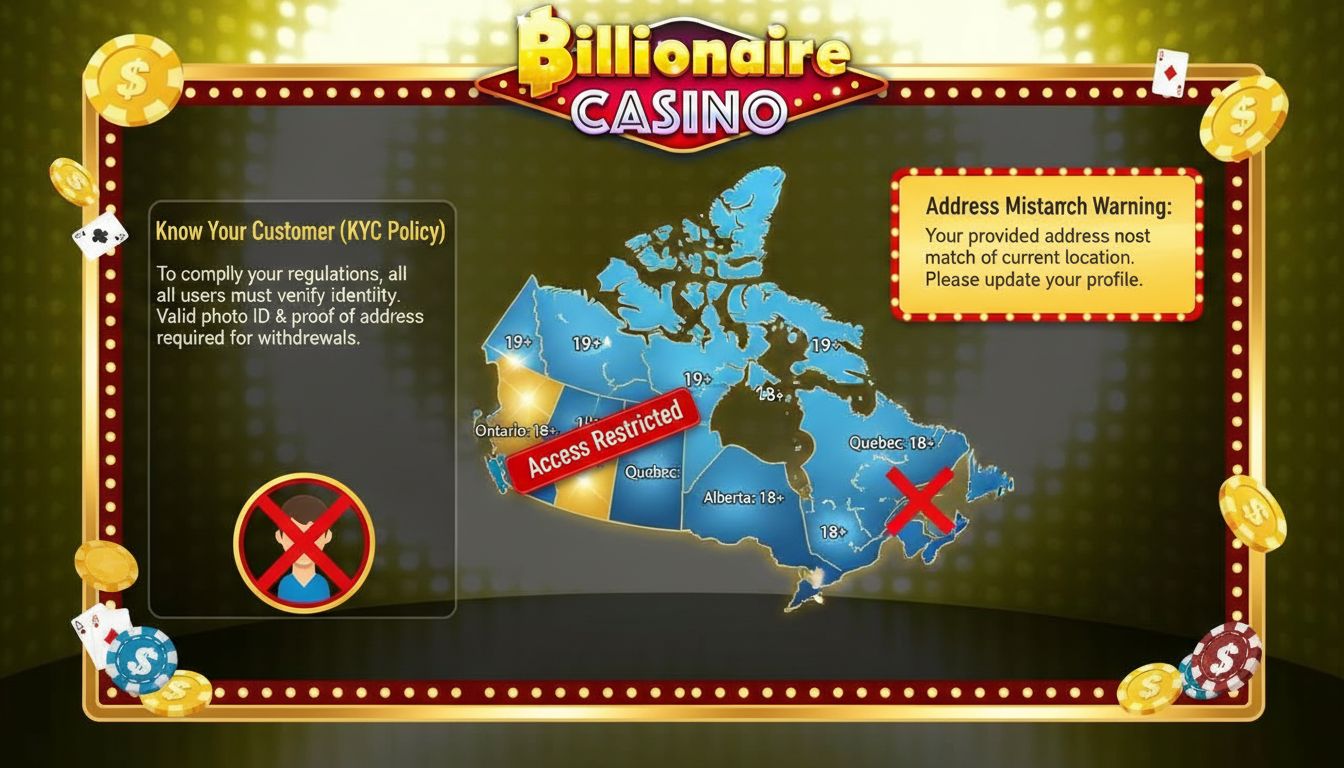 Illustration showing age restrictions, regional access rules, and identity checks in Canada.